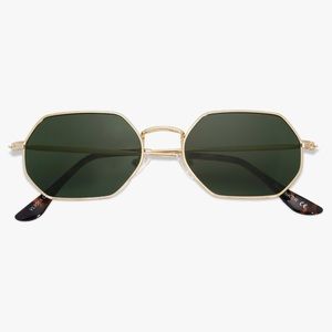 VANLINKER Polarized Hexagon Gold Metal Unisex Sunglasses
